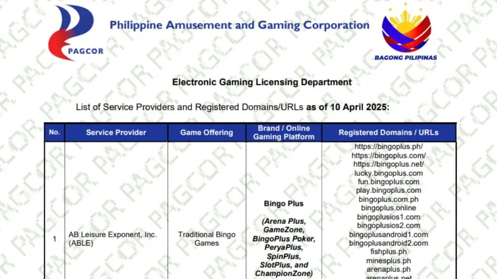Documentary Evidence Of Bingo Plus Being Licensed By Pagcor