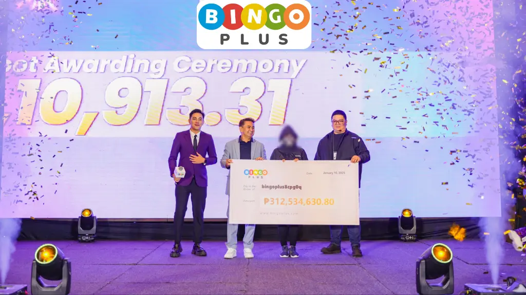 Award ceremony photo from left to right: BingoPlus Studio Host Troy; ABLE President, Mr. Jasper Vicencio; BP Jackpot Winner; and PAGCOR Representative.