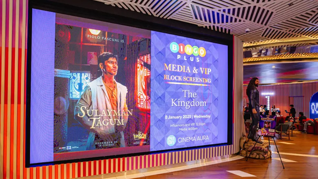 BingoPlus block screening poster of The Kingdom displayed in the cinema