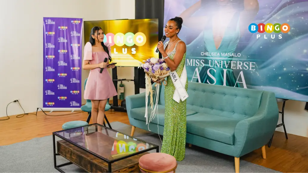 Miss Universe Asia Chelsea Manalo in her homecoming presscon sponsored by BingoPlus.