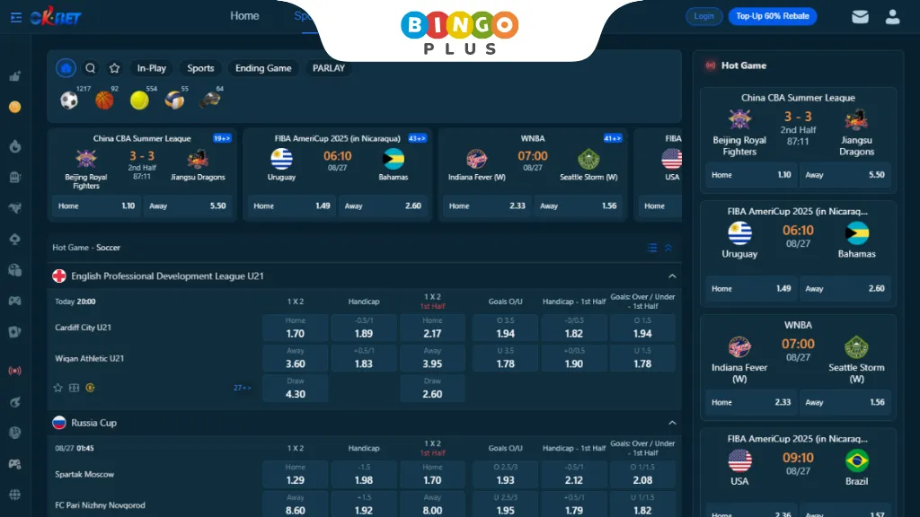 Okbet Sports Betting Platform Screenshots