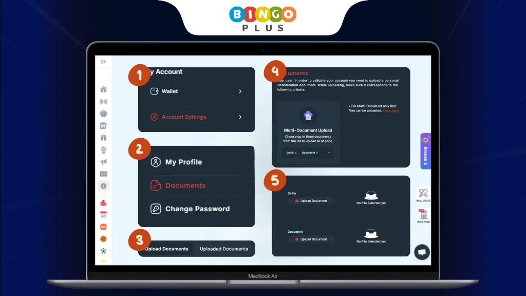 Steps to verify your Winzir account by uploading a valid ID and a selfie