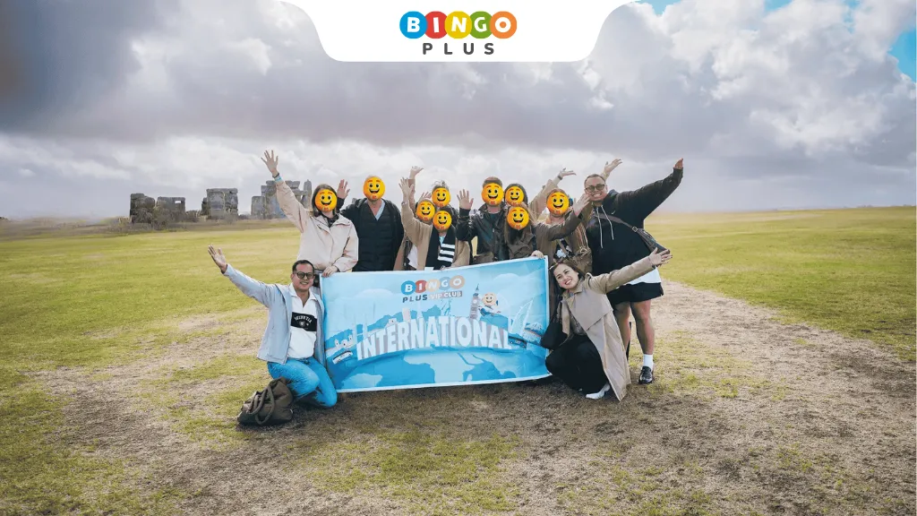 BingoPlus VIP Club members group photo at Stonehenge during UK Trip 2025