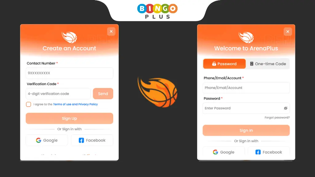 Arena Plus Login Register Page