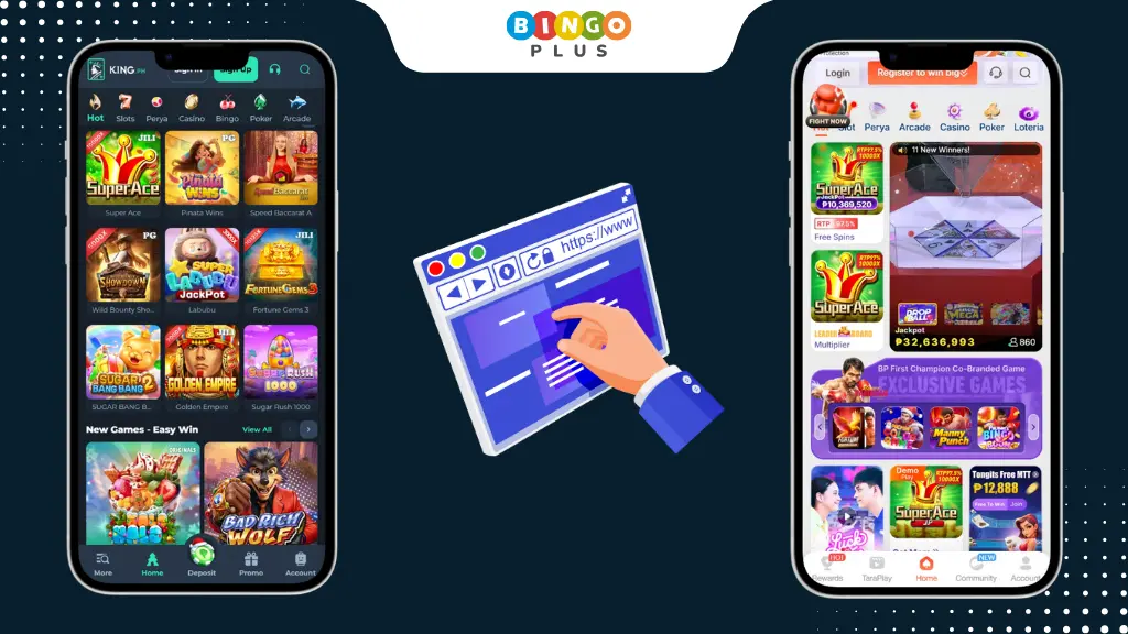 king ph and bingoplus mobile interface