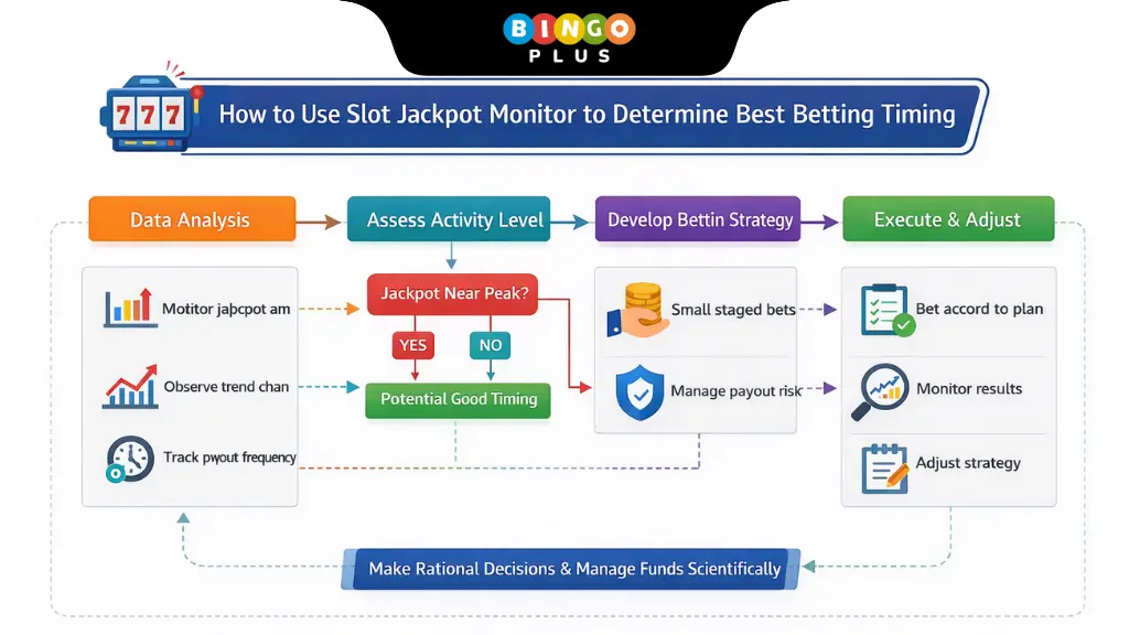 Flowchart for selecting the best betting strategy using Slot Jackpot Monitor