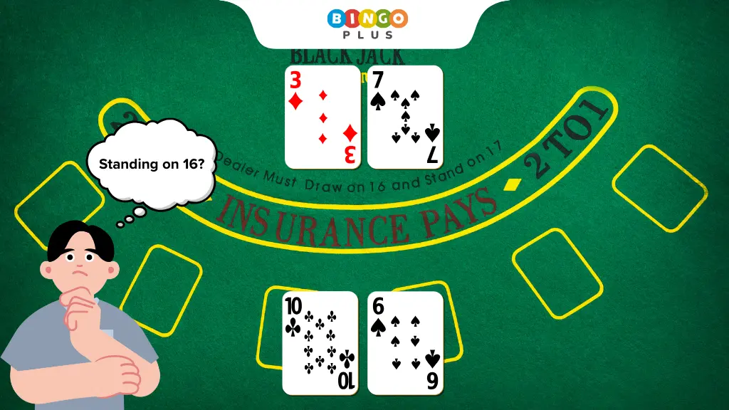 Blackjack player hesitating to hit or stand showing a common mistake in strategy