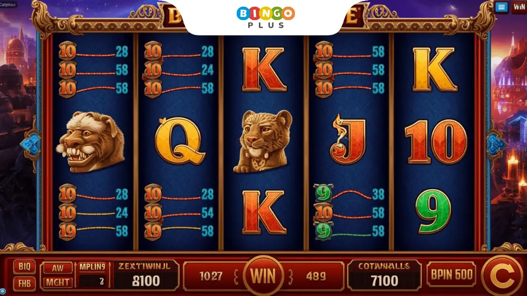 multiple slot paylines including horizontal diagonal and zigzag patterns