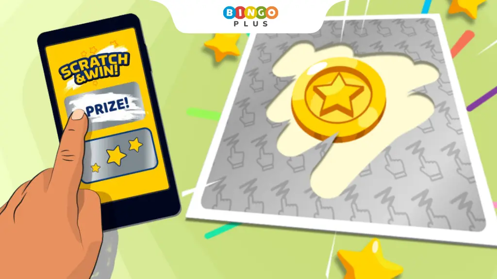 Player scratching an online scratch card to reveal hidden symbols