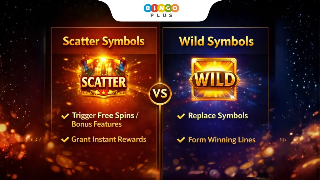 Comparison between scatter symbols and wild symbols in slot games