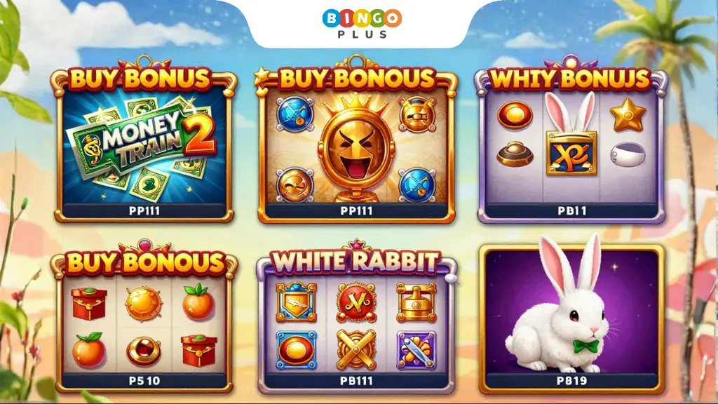 Popular online slot games offering Buy Bonus features including Money Train 2 and Gates of Olympus