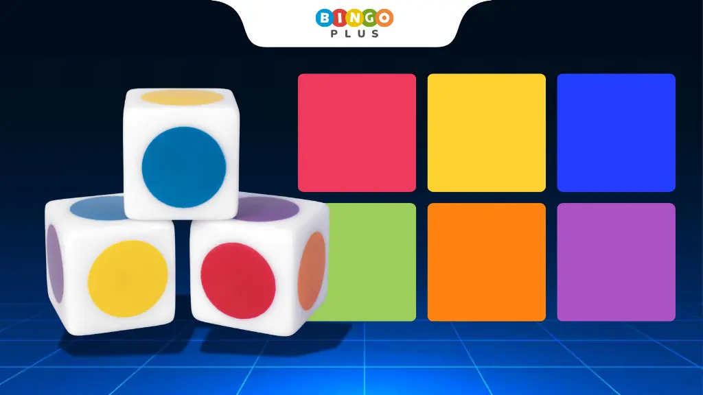 Six-color dice and betting board used in online color game