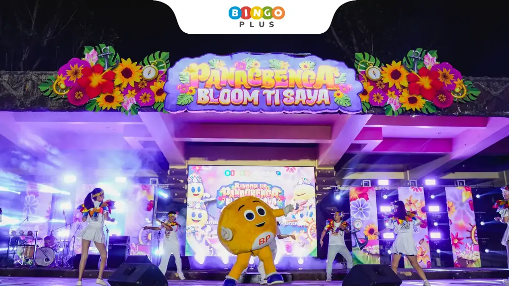 BingoPlus cartoon character mascots perform on stage
