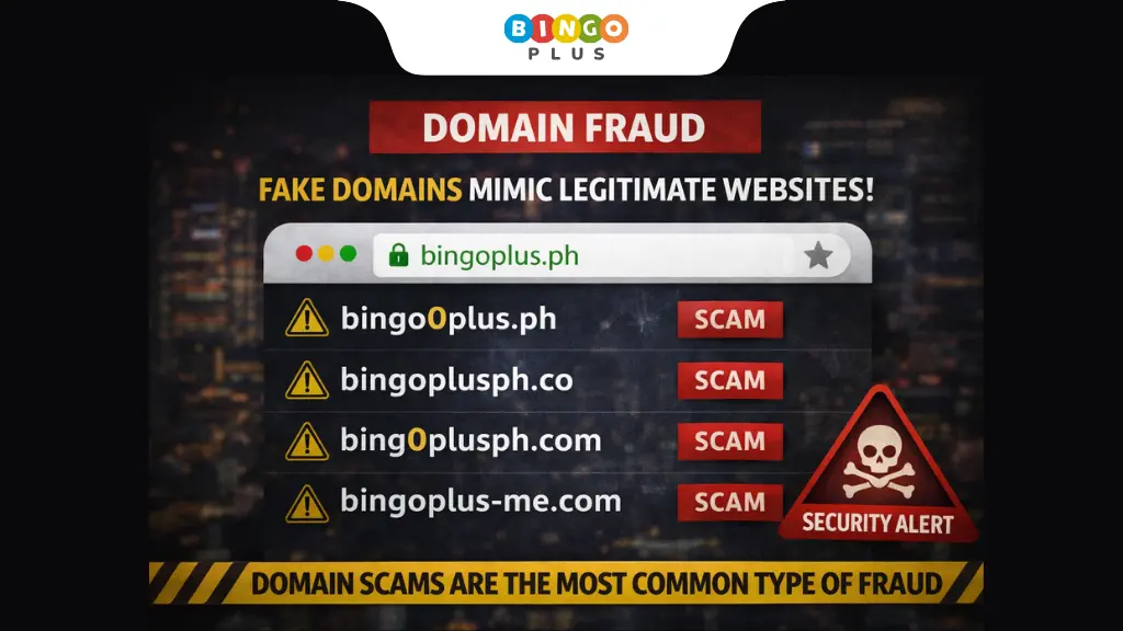 Examples of fraudulent domain names that resemble real website addresses