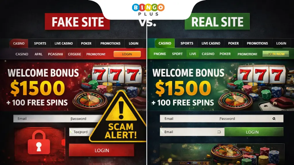 Comparison of fake website and real platform interfaces