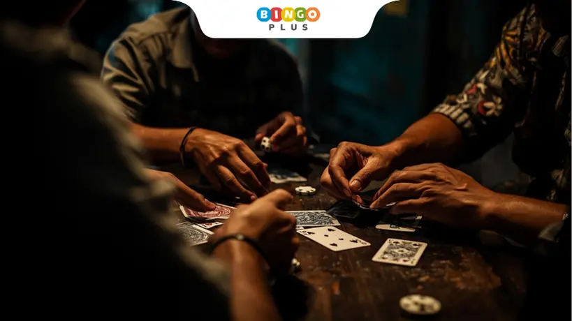 Illegal street gambling in the dimly lit Philippines