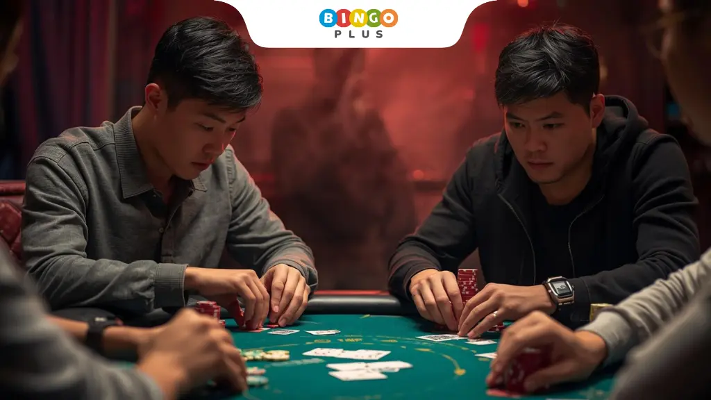 players looking at hole cards before flop in poker