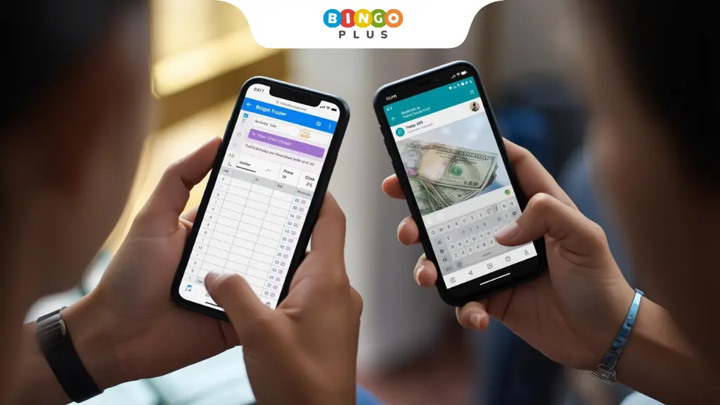 Filipino player tracking gambling budget on mobile phone