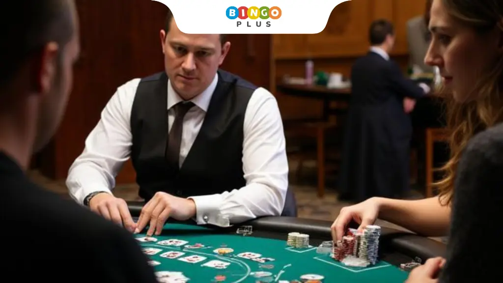 People playing blackjack at a casino table, focusing on etiquette