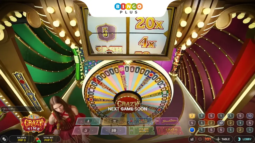 Crazy Time Live Casino Wheel on BingoPlus