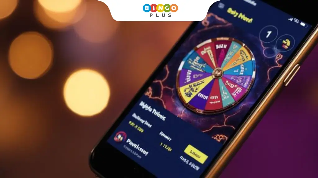 Digital perya wheel on a mobile screen showing daily rewards