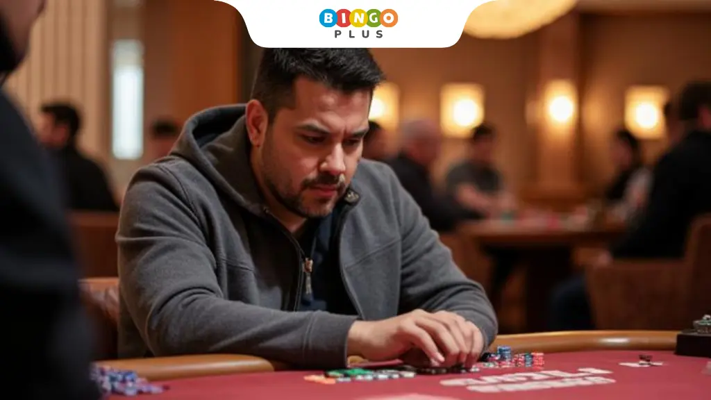 Person looking stressed at a casino table