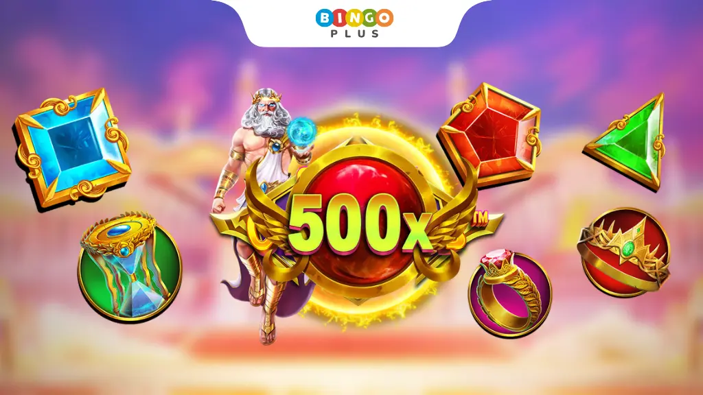 Zeus striking the reels with a 500x multiplier in Gates of Olympus