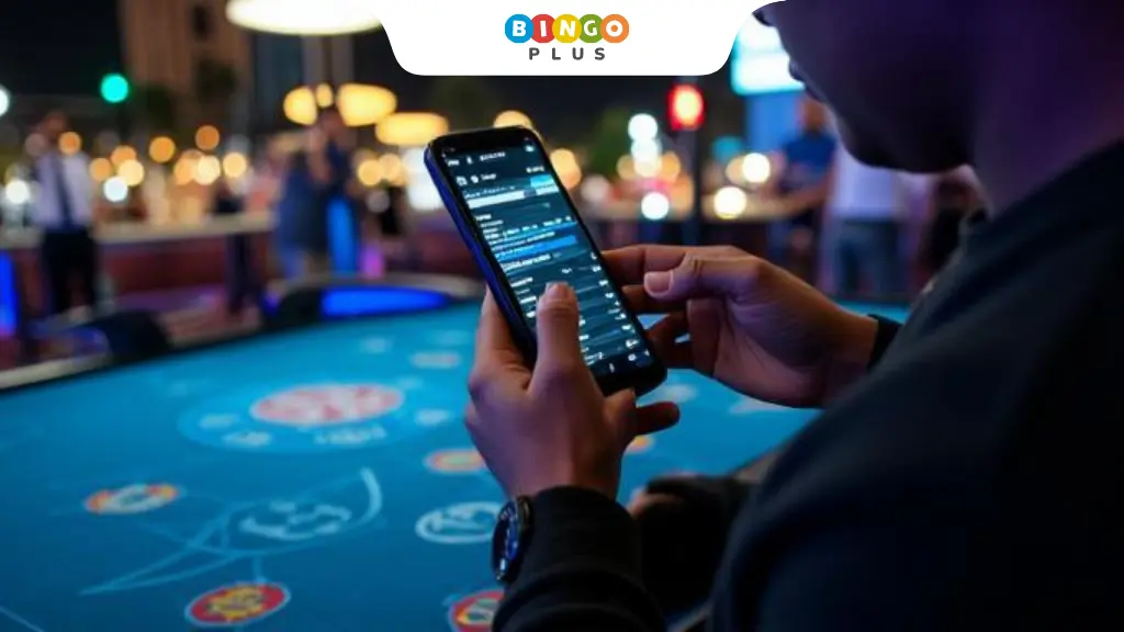 Filipino online bettor comparing 1xBet and PAGCOR-licensed gaming platforms on mobile phone