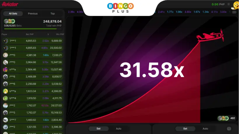 Aviator game interface showing the rising plane and betting options