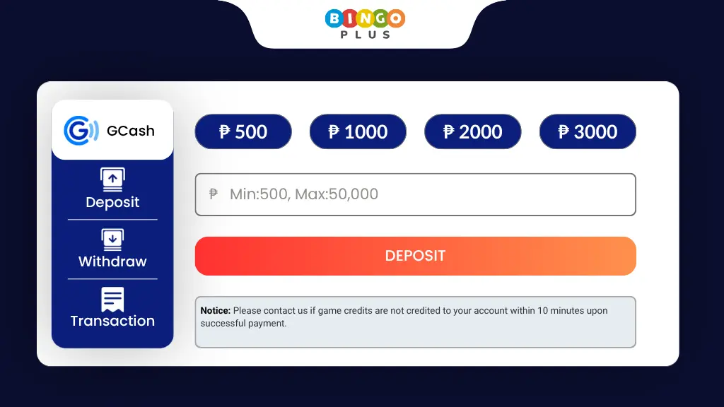 SG8 using the GCash deposit interface