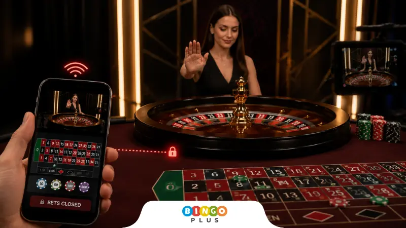 Live roulette betting interface synchronized with the physical casino table