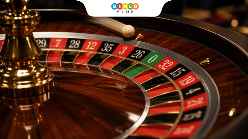 Roulette wheel and ball demonstrating the physics of a live spin